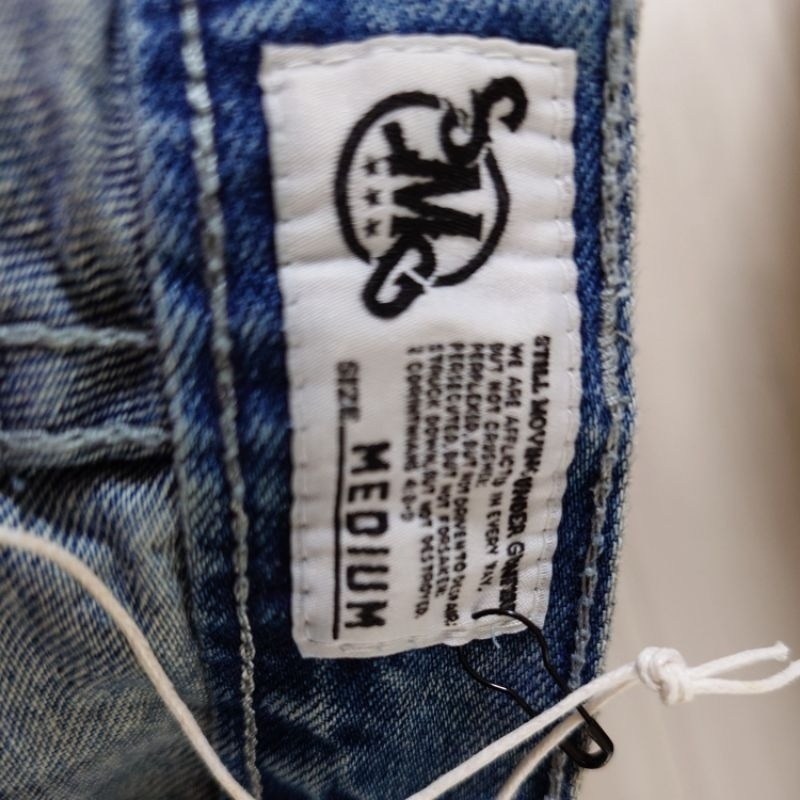 新品 林俊傑 潮牌SMUDGE SMG 牛仔褲 M號 1200元 褲長約99cm；寬約39.5cm-細節圖5