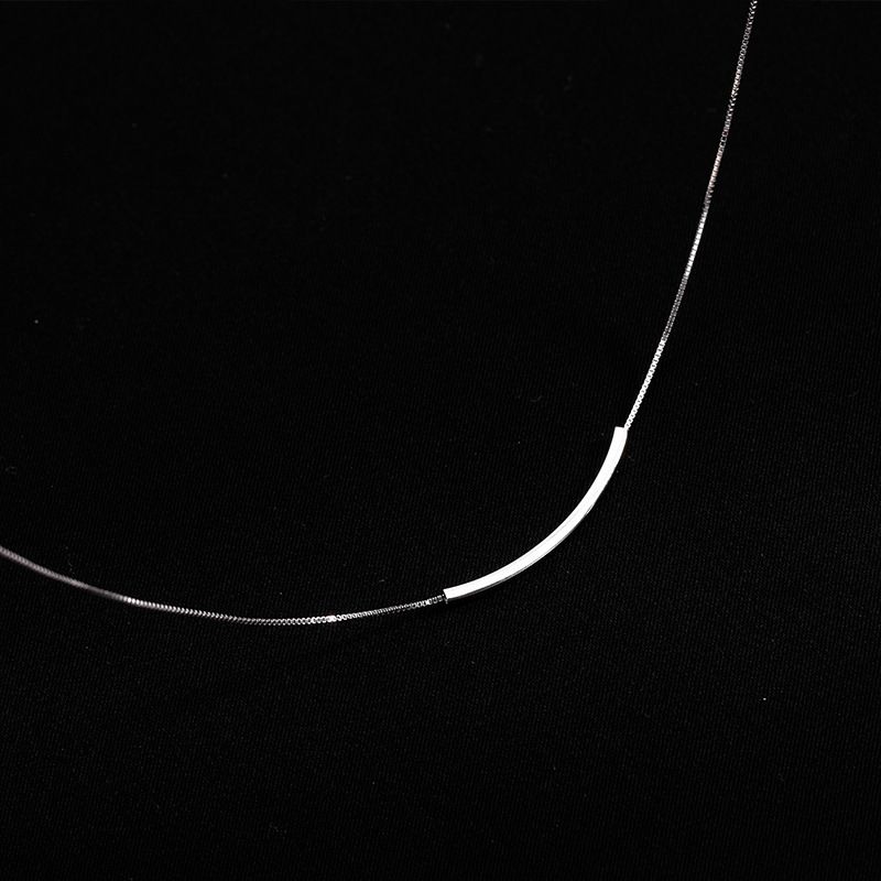 📦現貨24h出貨📦 笑臉弧形方管項鏈 純銀 飾品 超佛價格-細節圖2