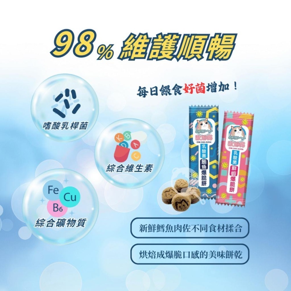 派肯寵物【快速出貨】歐姆貓 乳酸菌爆脆餅 乳酸菌 貓零食 貓點心 機能零食 寵物零食-細節圖3
