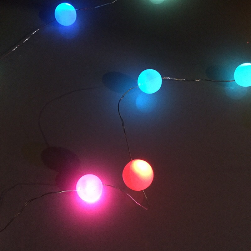 LED聖誕燈-球泡燈-銅線燈-裝潢設計-裝飾美化店面餐車-夜市攤販-乳白球燈-七彩顏色自動變色-USB行動電源電池盒5V-細節圖2