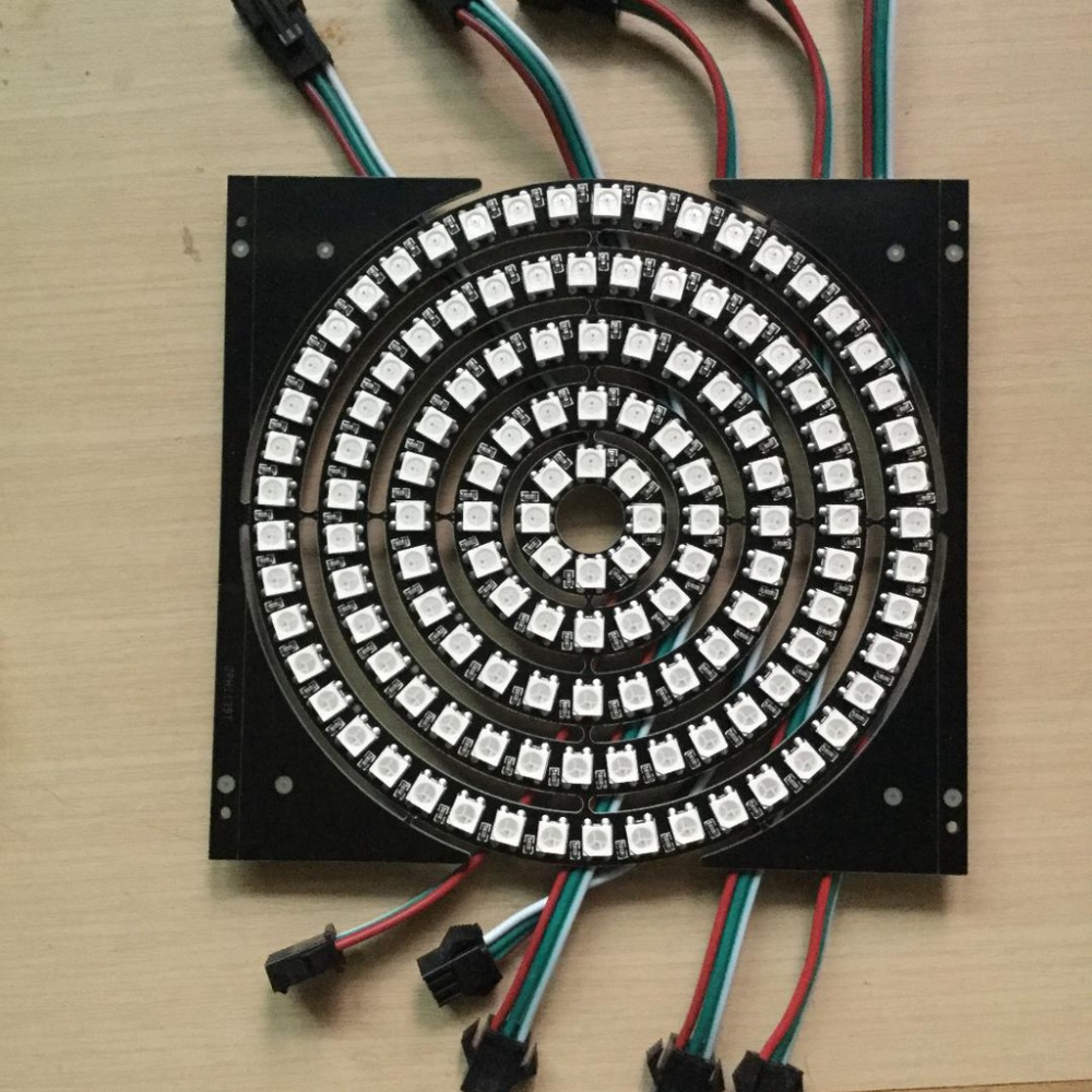 WS2812B-內置全彩貼片光圈圓環開發板燈環-LED天使眼燈圈-圓形幻彩燈圈-5V行動電源