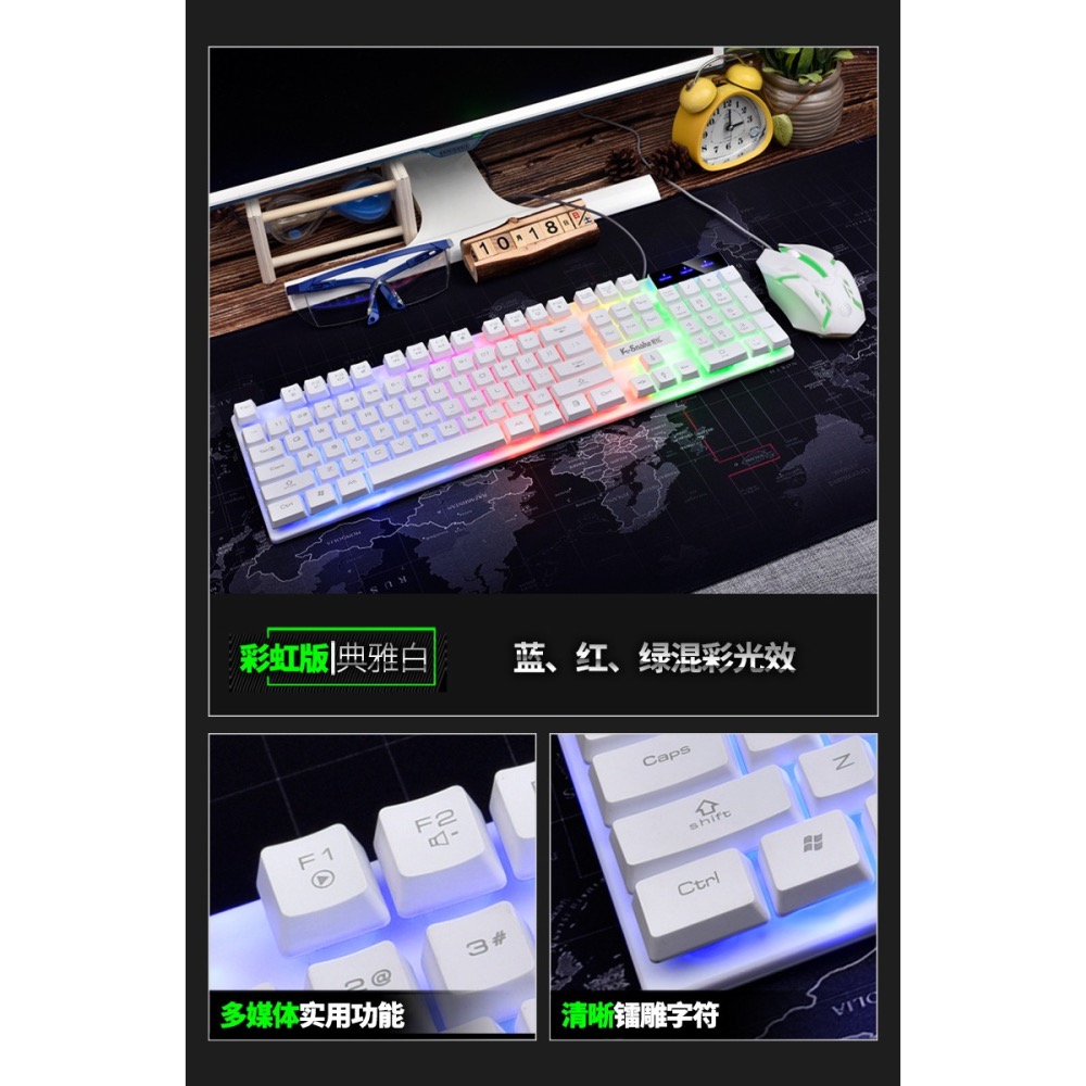 [台灣現貨]蝰蛇KM320有線鍵盤 注音倉頡 機械式手感 懸浮鍵盤 LED背光 發光鍵盤 電競鍵盤 遊戲鍵盤 文書鍵盤-細節圖2