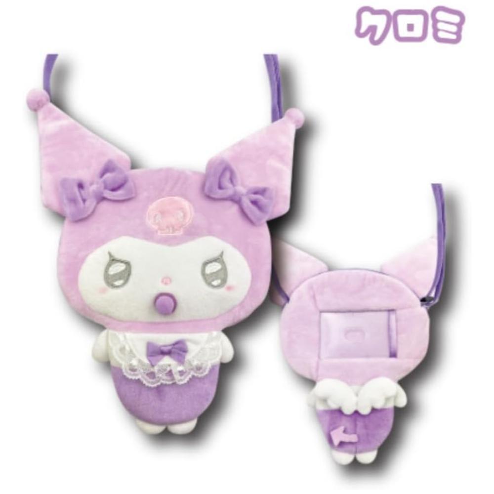 免運 日本進口 庫洛米 Kuromi 造型絨毛票卡斜背包(嬰兒款) 賣場多款任選-細節圖2