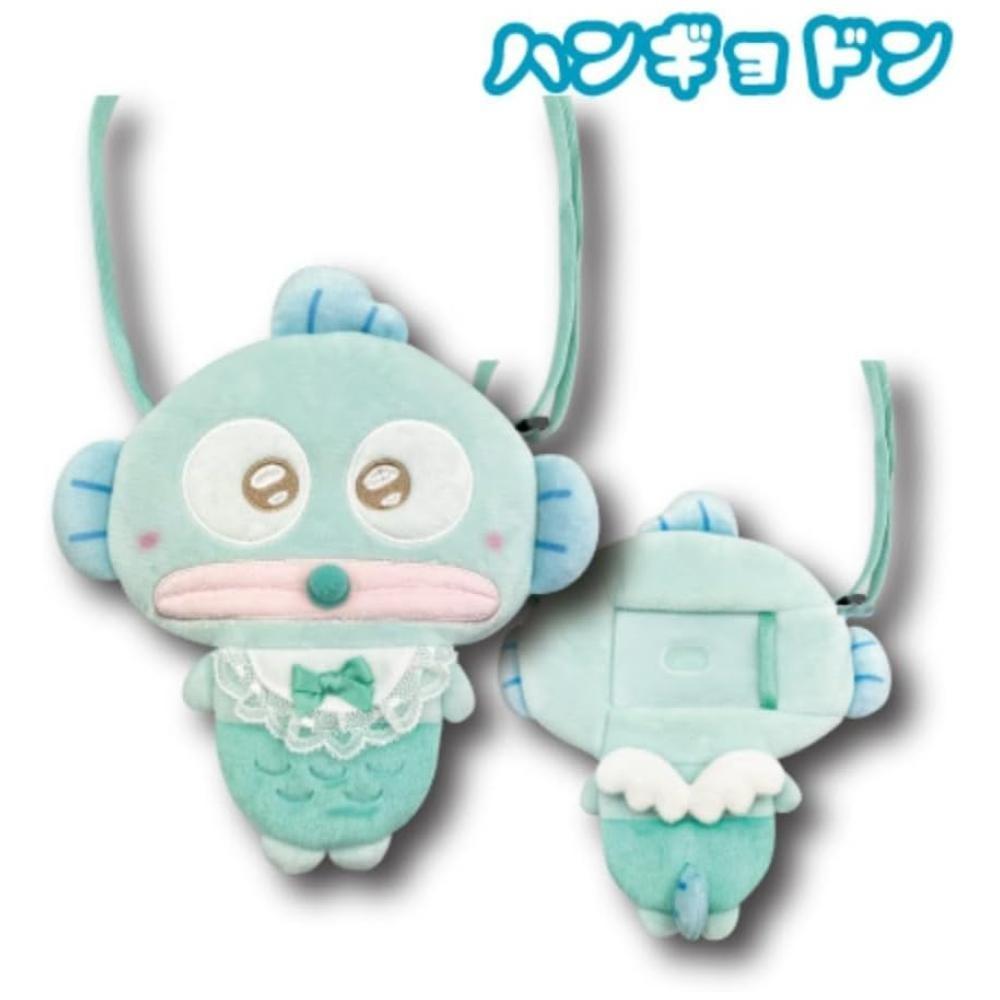 免運 日本進口 人魚漢頓 Hangyodon 造型絨毛票卡斜背包(嬰兒款) 賣場多款任選-細節圖2