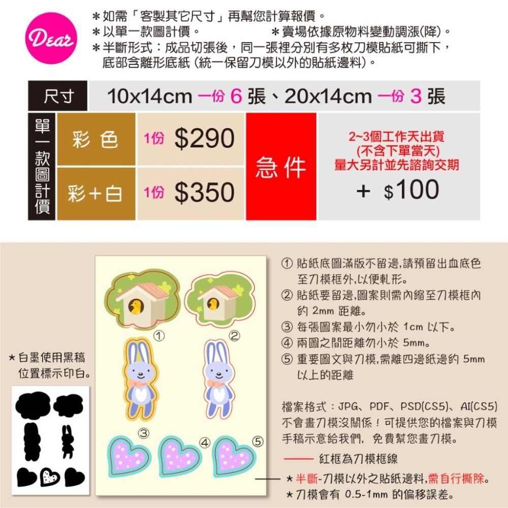 【少量客製圖鑑貼】牛皮 圖鑑貼紙-白底 免費繪製刀模 拼版貼紙 刀模貼紙 文創紀念 畢業製作《商品詳情請必讀》-細節圖2