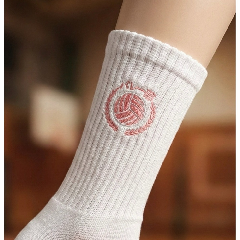 UVST學院排球系列  電繡バレー部 粉色橄欖枝葉 OH9實戰排球襪-細節圖2