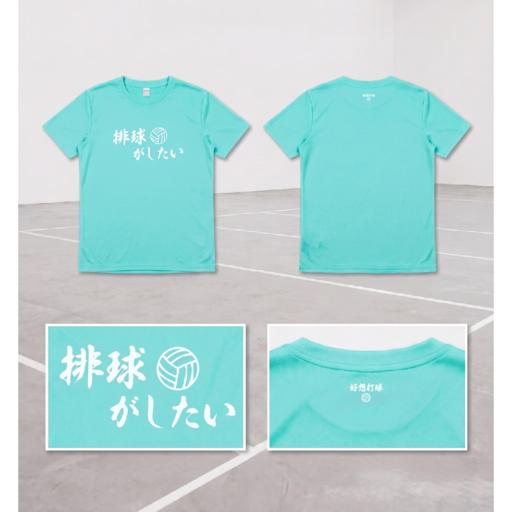 VolleyBa!! X USVT(學院運動品牌) 好想打球系列！ 排球衣 排球服 排汗短袖 排球短袖 運動短袖羽球服-規格圖2