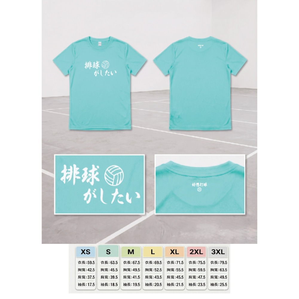 VolleyBa!! X USVT(學院運動品牌) 好想打球系列！ 排球衣 排球服 排汗短袖 排球短袖 運動短袖羽球服-規格圖2