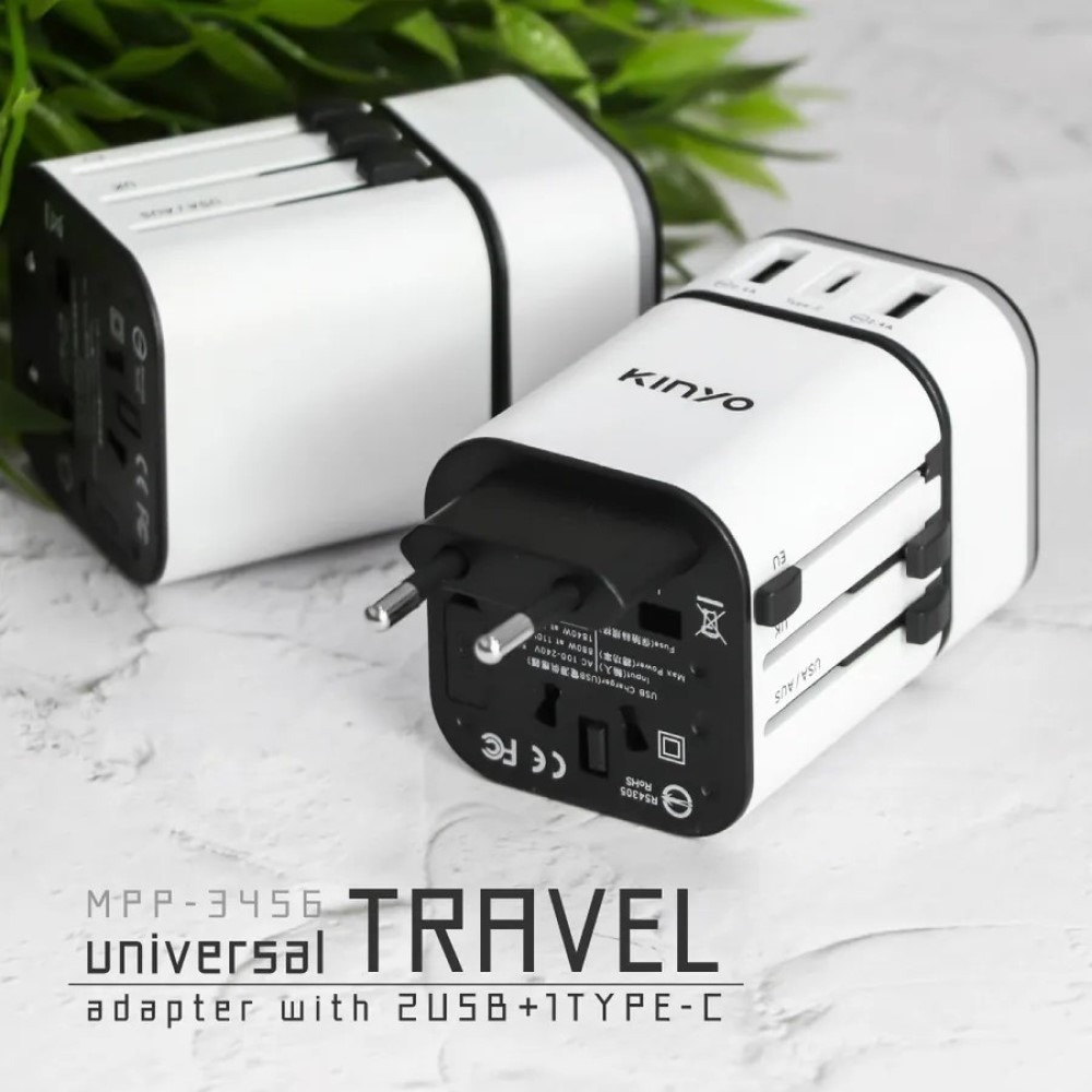 【KINYO】多合一旅行萬國轉接頭 MPP-3456 USB充電器Type-C 最大3.4A 安全鎖設計 筆電 手機-細節圖10