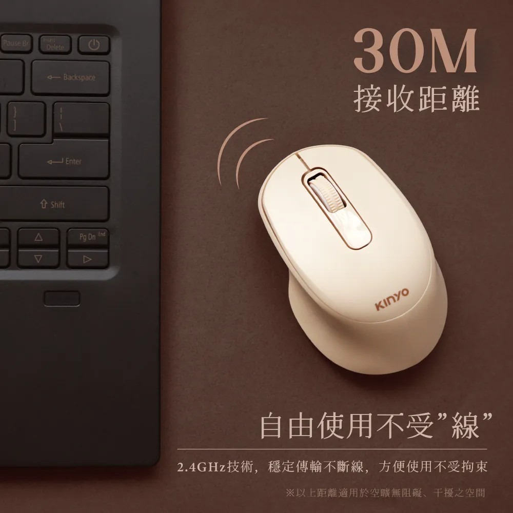 【KINYO原廠公司貨】2.4GHz 無線靜音滑鼠 GKM-916 無線滑鼠 靜音滑鼠 人體工學設計【蘑菇生活家電】-細節圖3