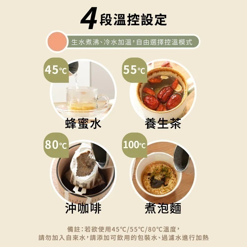 【KINYO】智慧溫控寬電壓快煮杯 KIHP-2230 雙電壓 出國旅行  304不鏽鋼 4段溫控設定【蘑菇生活家電】-細節圖3