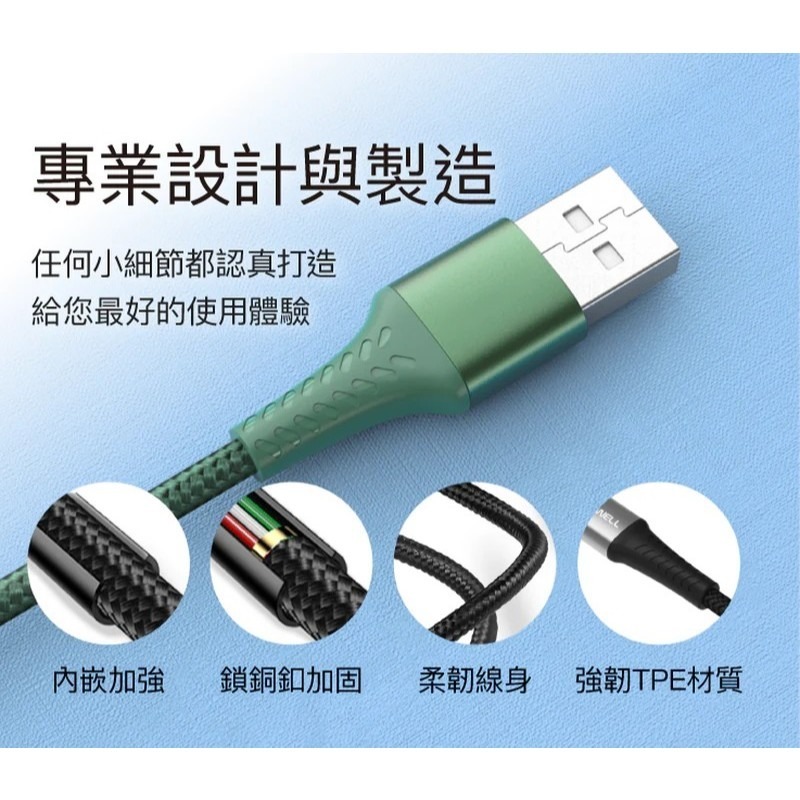【POLYWELL】USB To Type-C 編織充電線 0.5米~2米 適用安卓手機 行動電源【蘑菇生活家電】-細節圖8