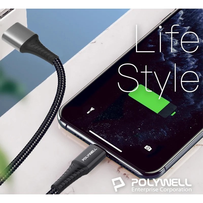 【POLYWELL】USB To Type-C 編織充電線 0.5米~2米 適用安卓手機 行動電源【蘑菇生活家電】-細節圖9