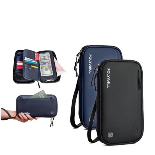 【POLYWELL】 護照信用卡旅行收納包 RFID防護層 旅行收納袋 一包搞定 適合出差 外出旅遊【蘑菇生活家電】-細節圖2