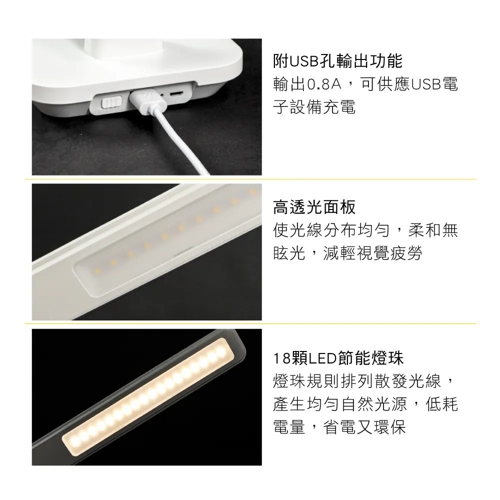 【KINYO】無線摺疊LED檯燈 PLED-4189 USB檯燈 無段式亮度調整 學生專用檯燈 桌燈【蘑菇生活家電】-細節圖8