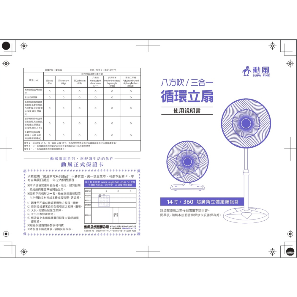 【勳風SUPA FINE】14吋三合一循環立扇 BHF-K0172 立扇+桌扇+壁掛扇 三合一功能 台灣製【蘑菇生活家電-細節圖8