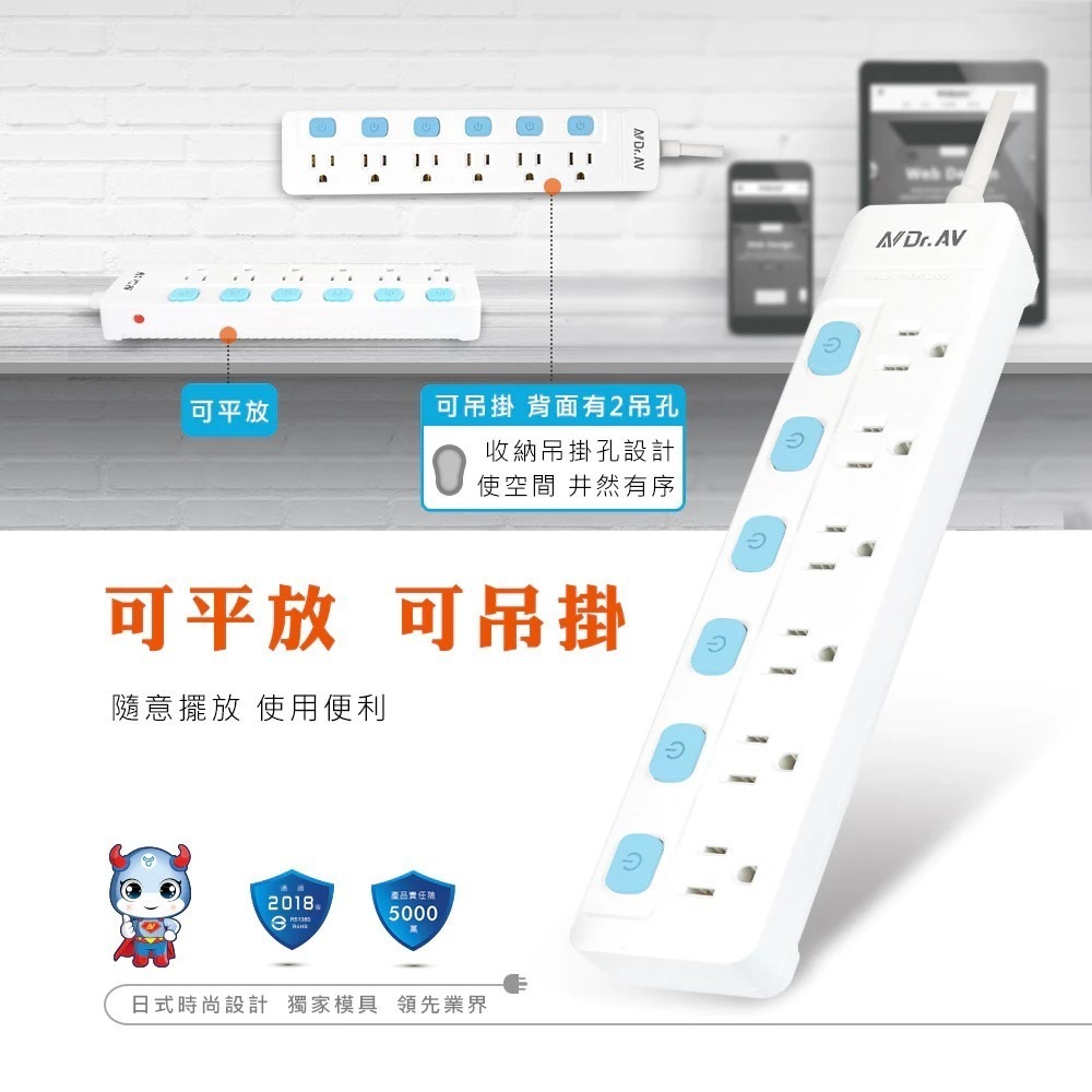 【聖岡科技】3P節能延長線 TX-500 3切3插 6尺節能開關 3頭插頭 獨立開關延長線 節能獨立分控【蘑菇生活家電-規格圖11