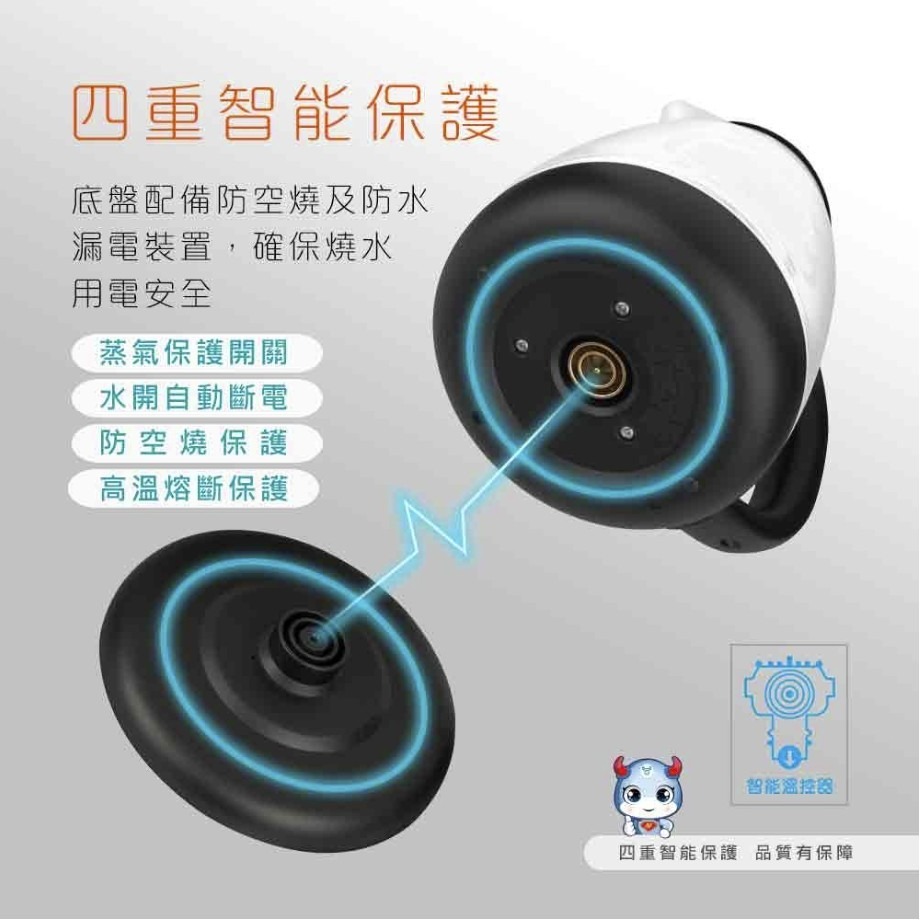 【聖岡】1.8L 五星級 淨透璃快煮壺NX-350G 熱水壺 玻璃電茶壺 食品及耐高溫玻璃 分離式底盤【蘑菇生活家電】-細節圖8