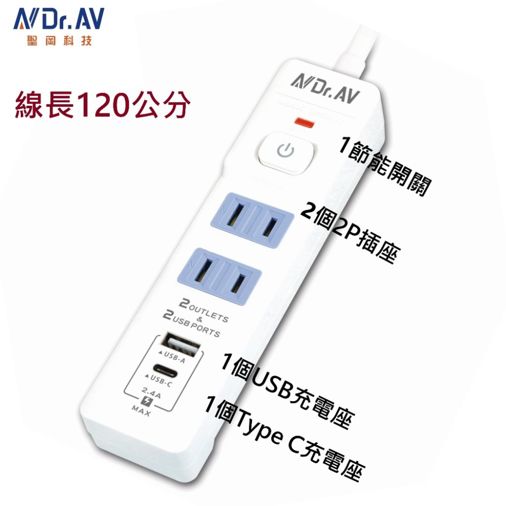 【聖岡科技】工業風 延長線 TX-722AC-4 2個 2P插座 USB充電孔 Type c充電 節電開關 蘑菇生活家電-細節圖5