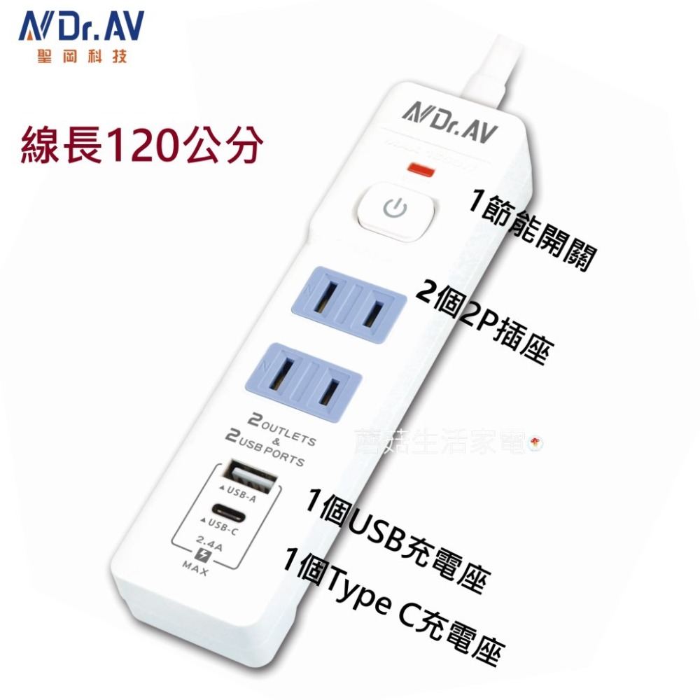 【聖岡科技】工業風 延長線 TX-722AC-4 2個 2P插座 USB充電孔 Type c充電 節電開關 蘑菇生活家電-規格圖11