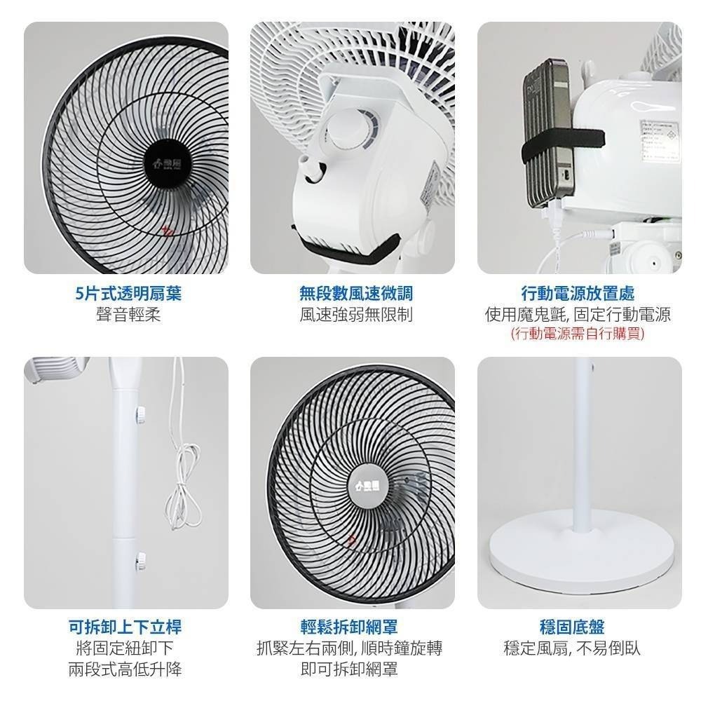 【勳風】14吋DC扇 桌立扇 循環扇 BHF-S0029 360度轉頭 usb插電 可接行動電源 露營好用【蘑菇生活家電-細節圖4