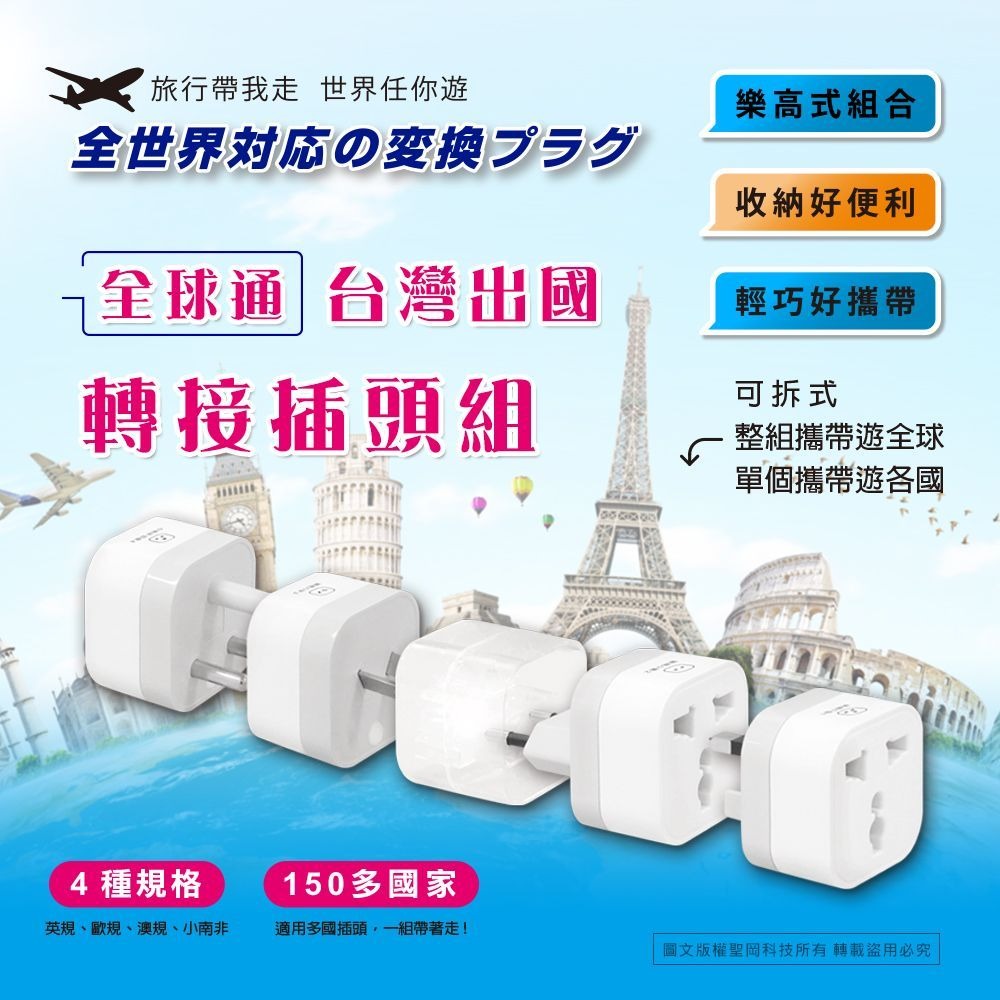 【Dr.AV 聖岡科技】出國用 UTA-515B 全球通用 轉接頭 5件套 萬國轉換插頭 小南非 大南非 插頭 轉換插-細節圖8