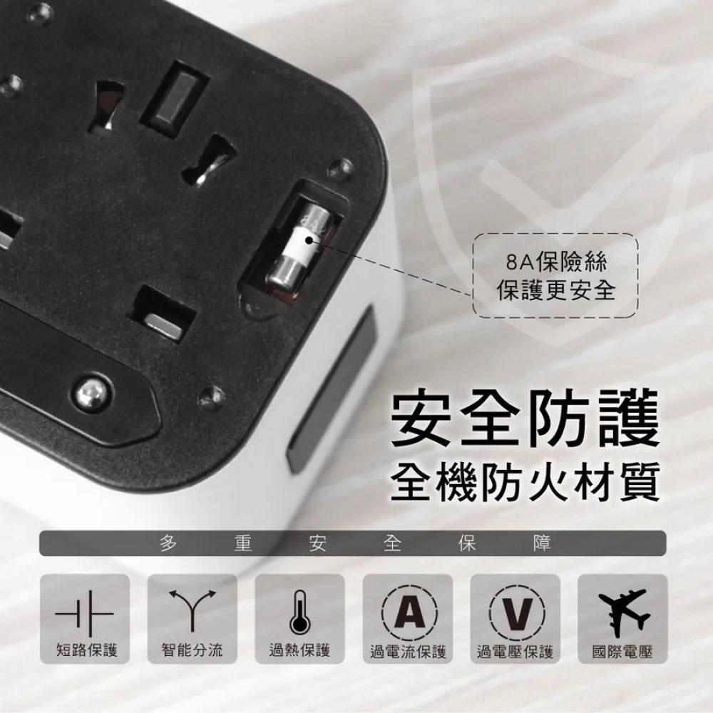 【KINYO】多合一旅行萬國轉接頭USB充電器Type-C 最大3.4A 安全鎖設計 筆電 手機【蘑菇生活家電】-細節圖8