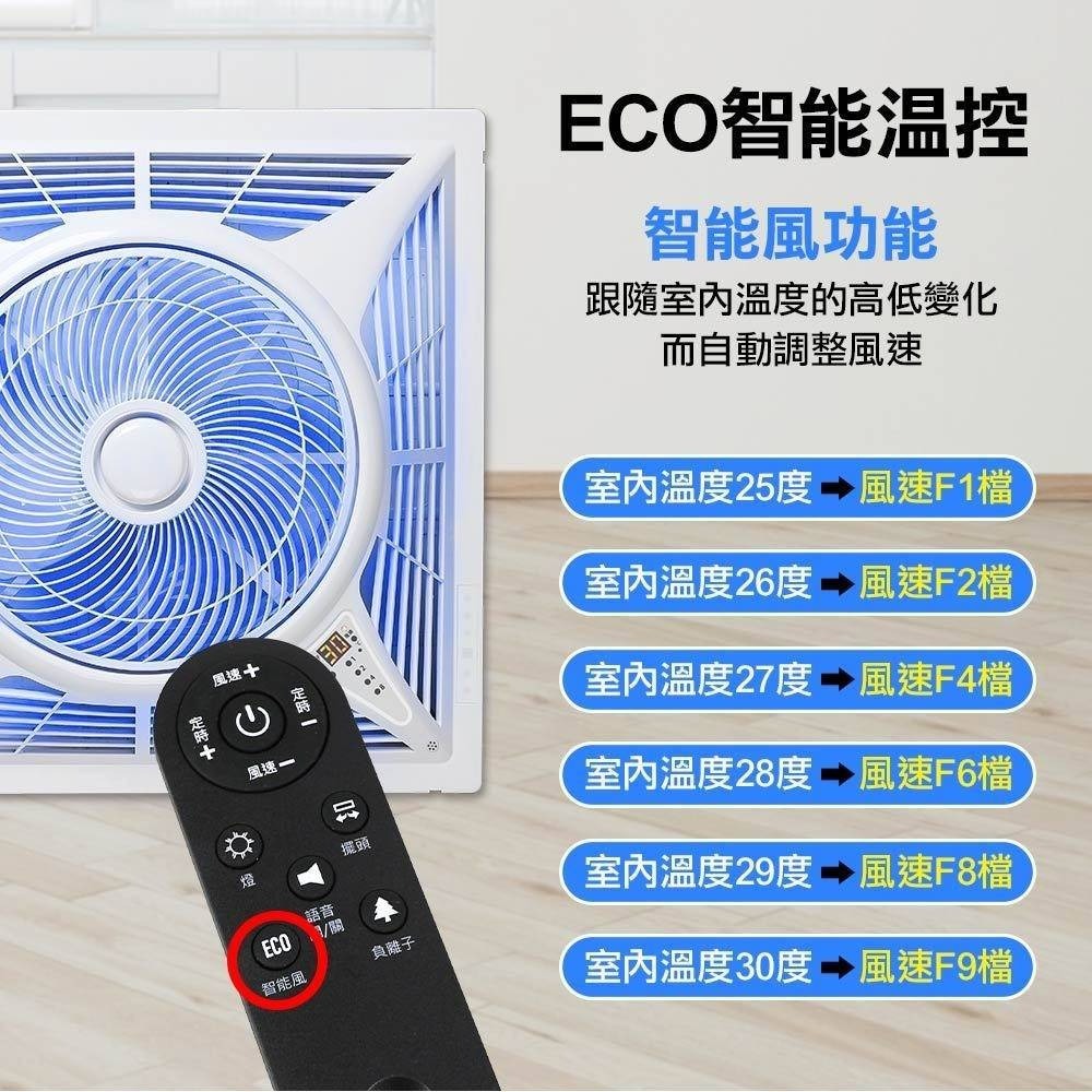 【勳風】14吋 DC直流 負離子 循環吸頂扇 HF-7499DC 9段風速調節 預約定時 遙控吸頂扇【蘑菇生活家電】-細節圖4