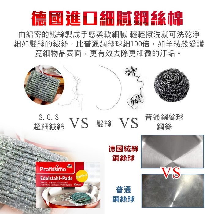 德國熱銷鋼絲皂 Profissimo 天然植物不鏽鋼羊毛皂刷 奈米去污神器 多功能鋼絲皂刷 菜瓜布 【蘑菇生活家電】-細節圖3