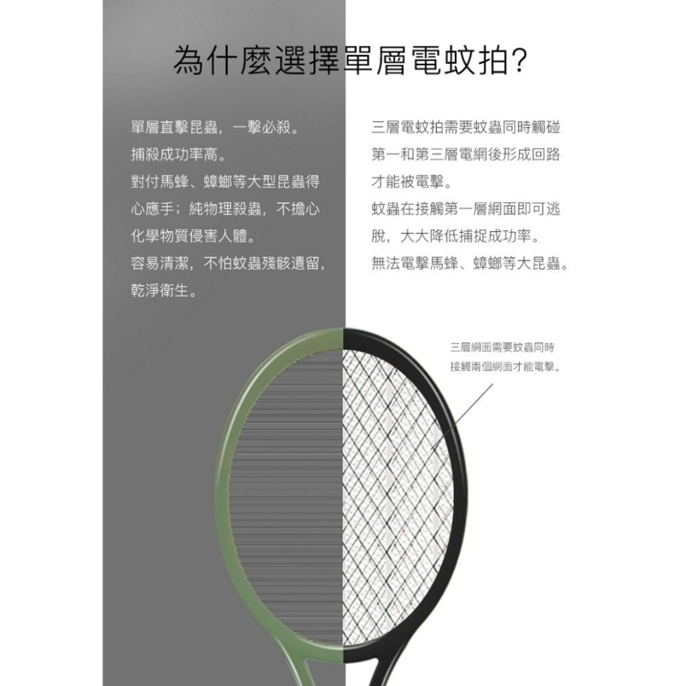 【 anbao 安寶】充電式 單層捕蚊拍 AB-9917 18650鋰電池 莫蘭迪綠 充電式捕蚊拍 蒼蠅拍 捕捉神器-細節圖3