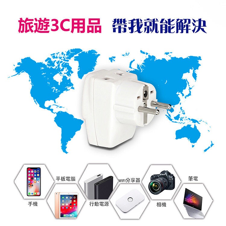 【動力功牛】UTA-82 歐規大圓4.8MM 轉換器 轉接頭 三插轉接頭 萬國用轉接頭 需另外搭配變壓器【蘑菇生活家電】-細節圖5
