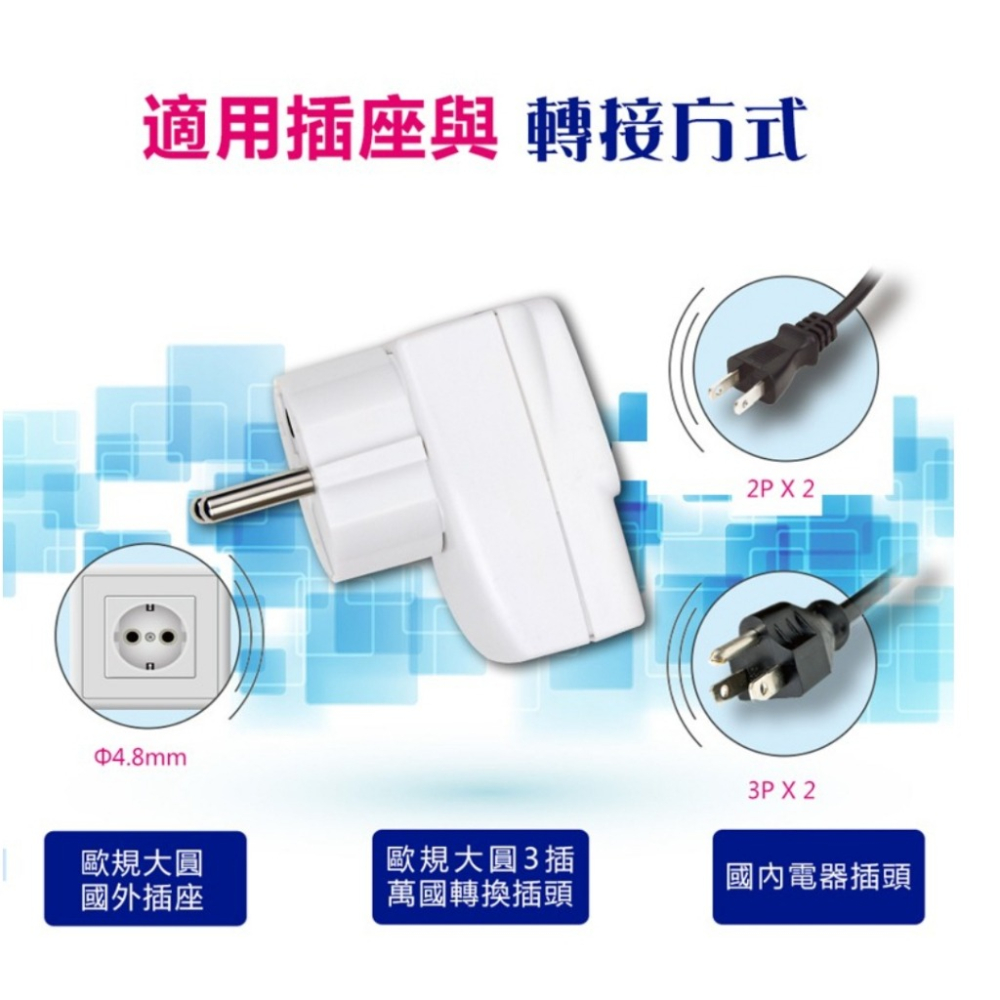 【動力功牛】UTA-82 歐規大圓4.8MM 轉換器 轉接頭 三插轉接頭 萬國用轉接頭 需另外搭配變壓器【蘑菇生活家電】-細節圖9