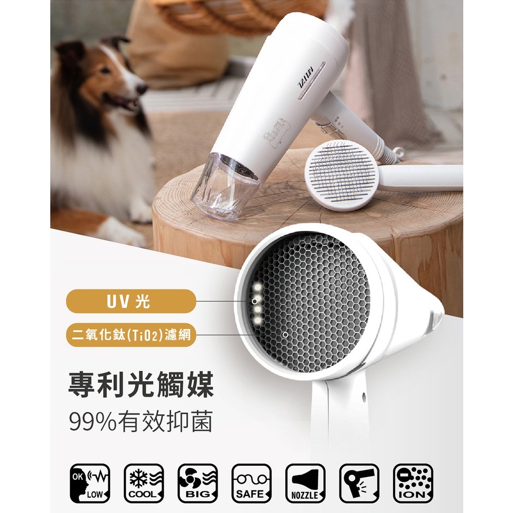 【達新牌 】【寵物專用吹風機】TS-6690  低頻風聲 附寵物梳 銀離子抗菌機身 光觸媒99%有效抑菌 【蘑菇蘑菇】-細節圖8