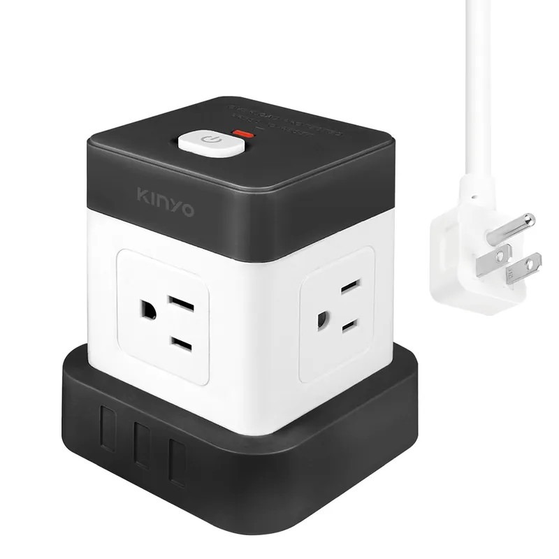 【KINYO】1開4插 3P 立方 延長線 4呎 SG-3144 桌面電腦 節電開關 防火材質 辦公室【蘑菇生活家電】-細節圖2