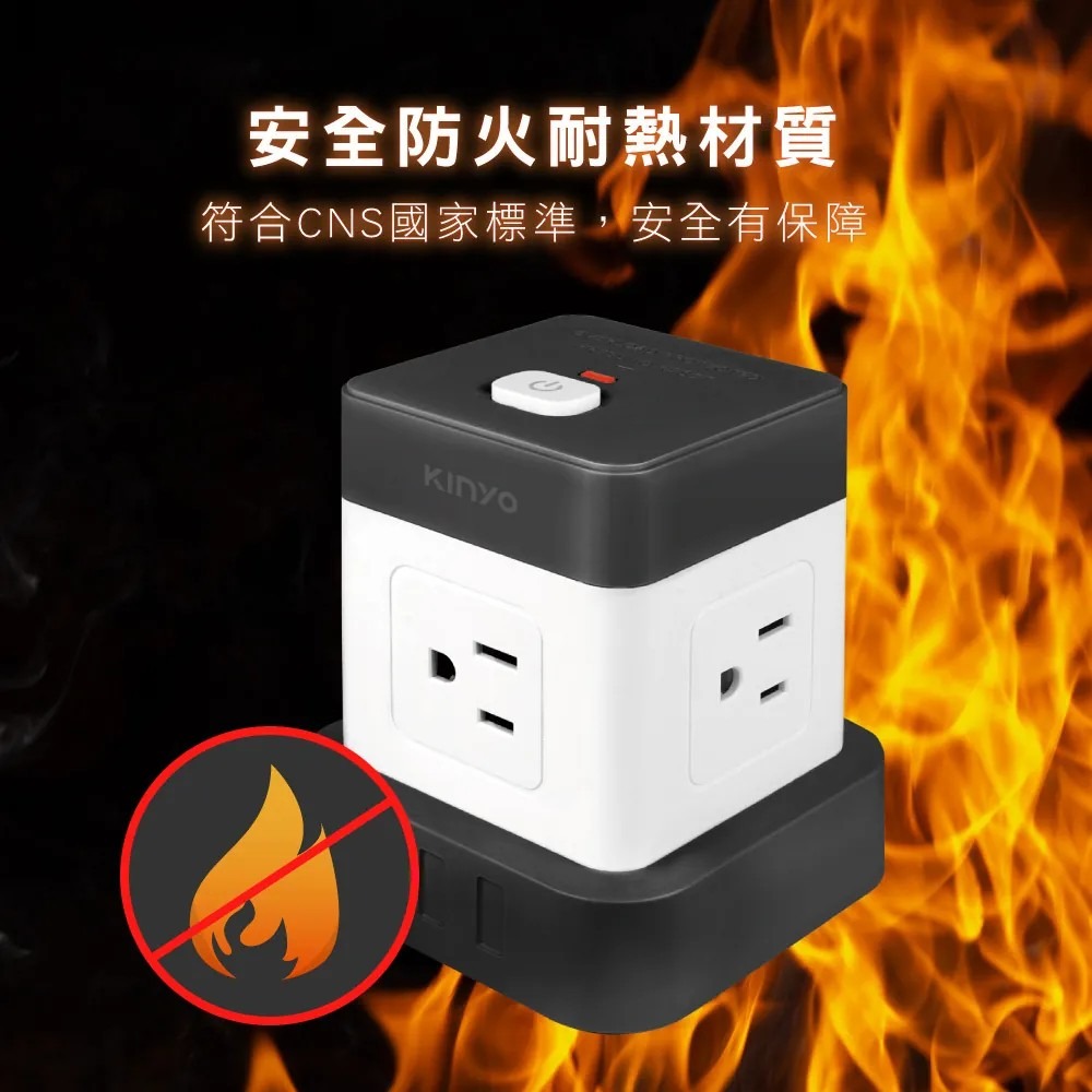 【KINYO】1開4插 3P 立方 延長線 4呎 SG-3144 桌面電腦 節電開關 防火材質 辦公室【蘑菇生活家電】-細節圖7