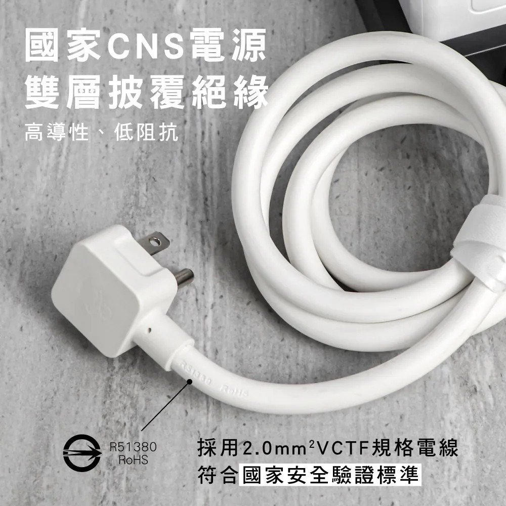 【KINYO】1開4插 3P 立方 延長線 4呎 SG-3144 桌面電腦 節電開關 防火材質 辦公室【蘑菇生活家電】-細節圖8