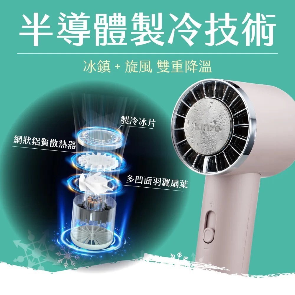 【KINYO】冰旋風 充電風扇  Type C風扇 手持風扇 手持小風扇 製冷降溫 隨身風扇 蘑菇生活家電-細節圖2
