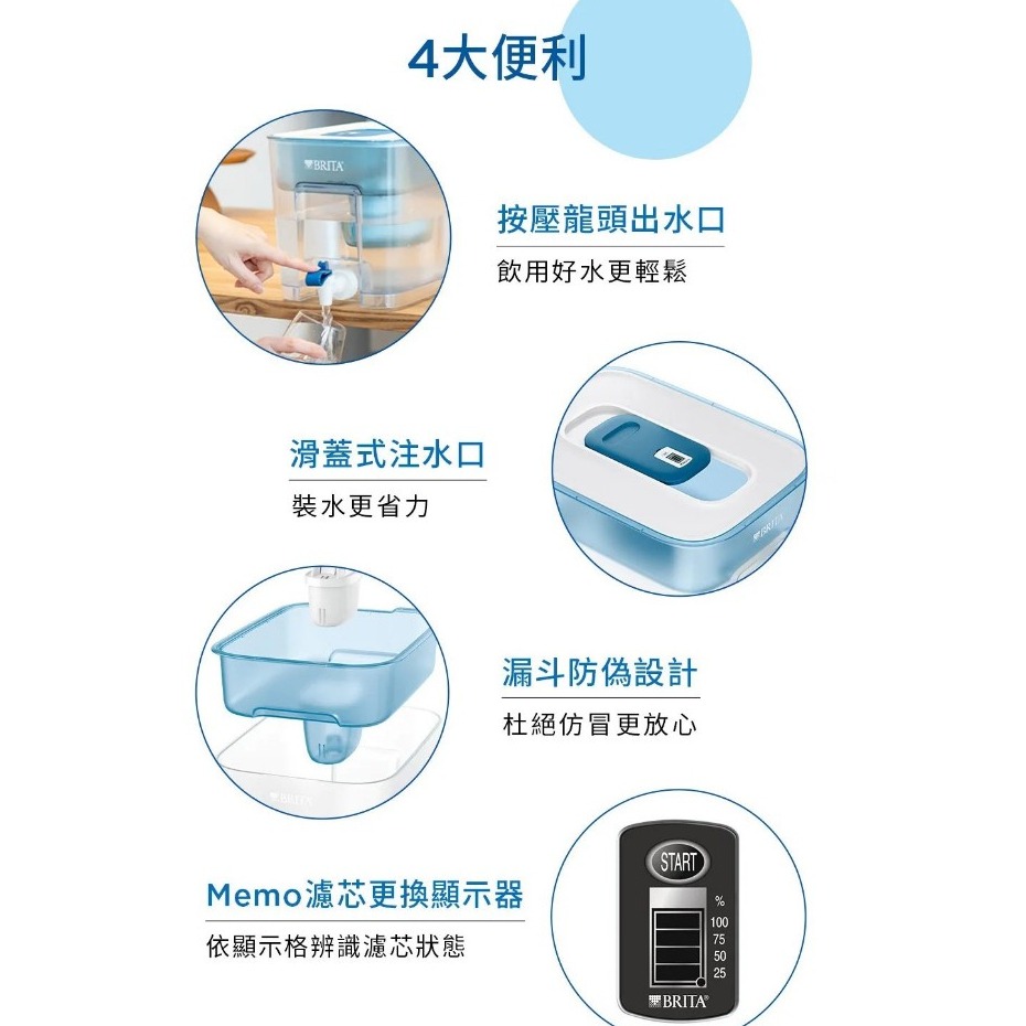 【德國BRITA】桌上型濾水箱 8.2L  FLOW 濾水箱附Pro濾芯 組合賣場 露營 去水垢  原裝【蘑菇生活家】-細節圖7