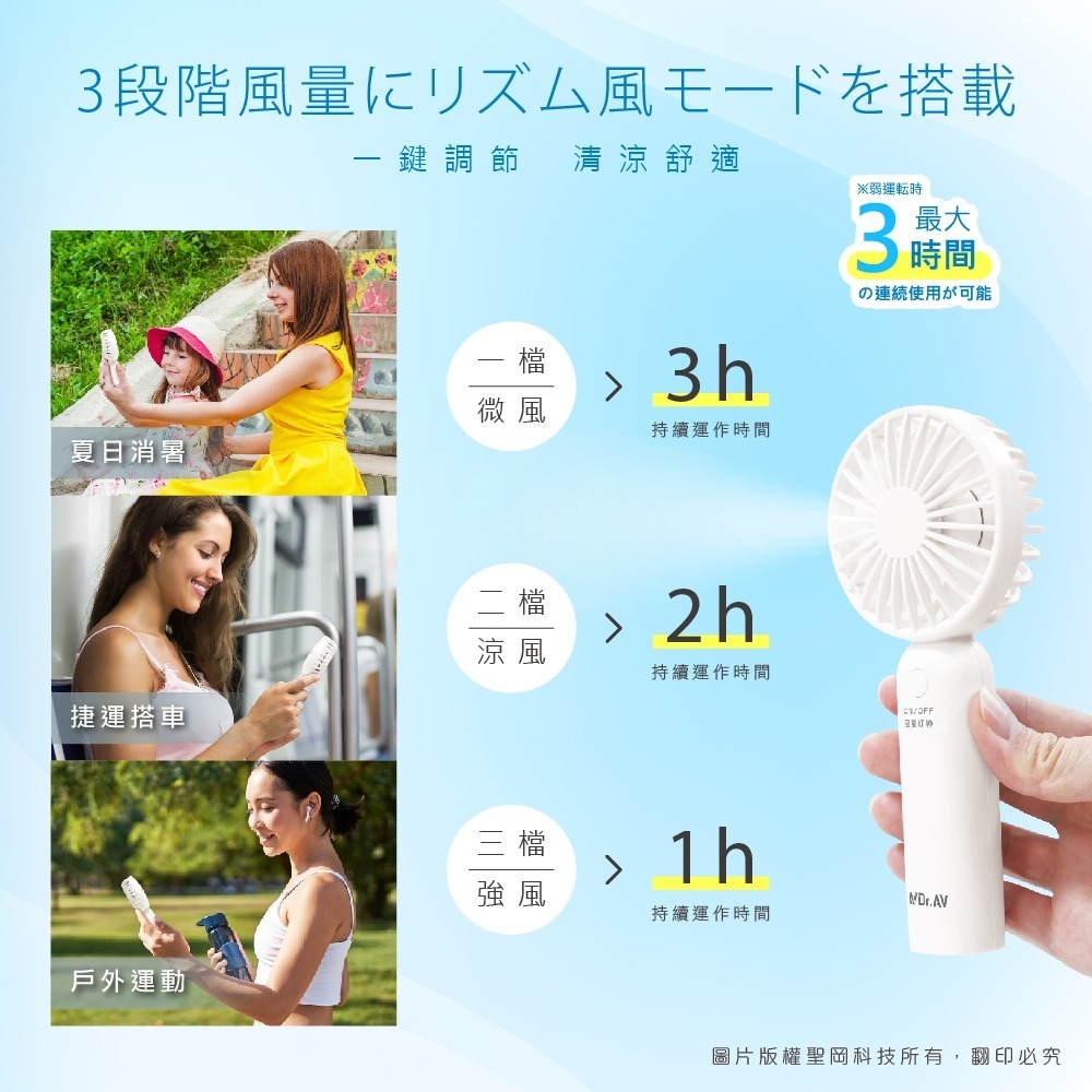【Dr.AV聖岡科技】COOL ME 手持冷風扇 FS-251 USB充電 迷你輕量風扇 BSMI認證 隨身風扇推薦-細節圖5