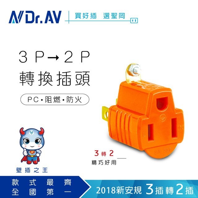 【聖岡科技】電源插座轉換器 3孔變2孔 SA007加購賣場 轉接頭 三轉二 插頭 插座 3P轉2P 壁插【蘑菇生活家電-規格圖10