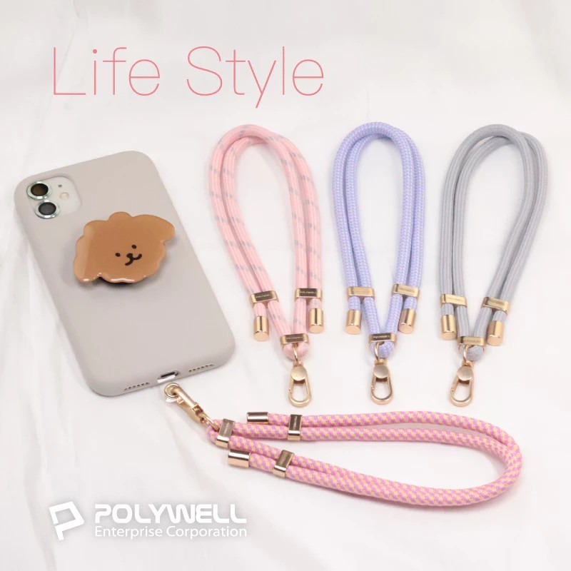 【POLYWELL】手機手腕短掛繩 霧面金金屬件 高質感雙調節扣環 多種顏色 附透明手機殼吊卡 寶利威爾【蘑菇生活家電-細節圖10