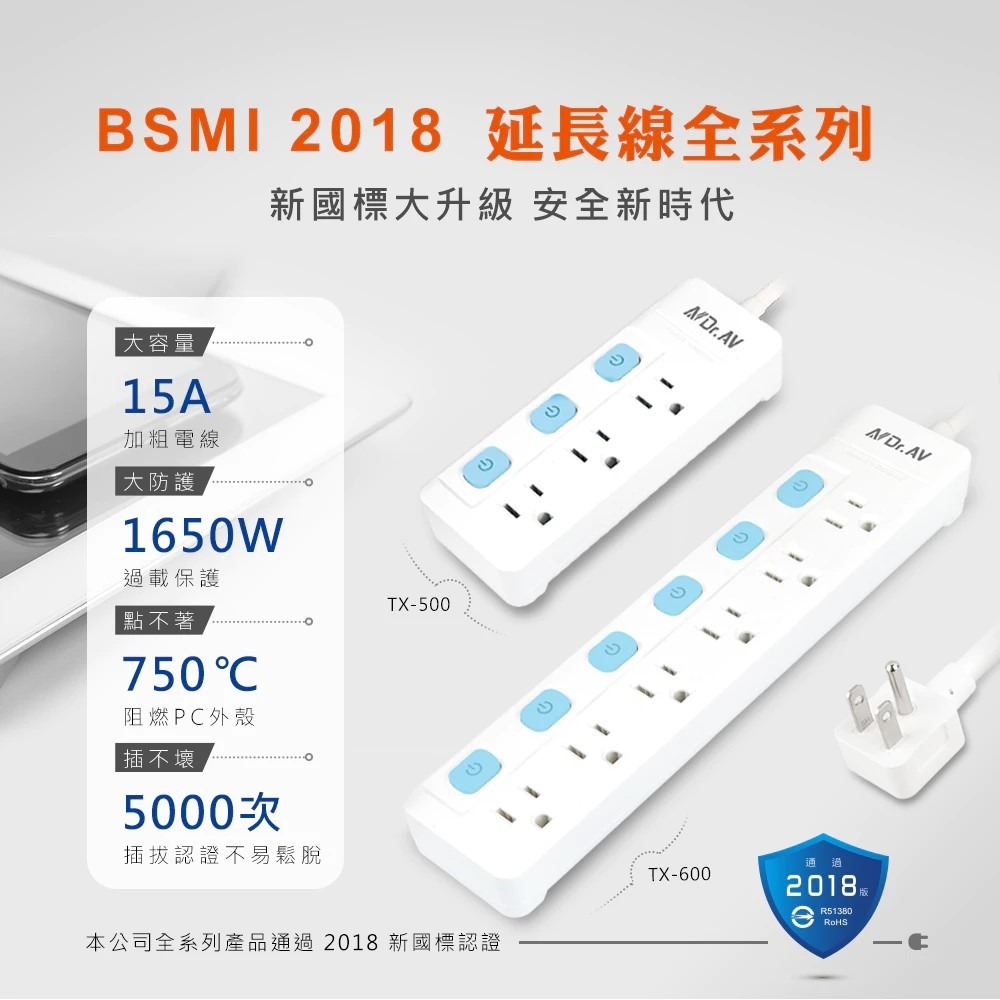 Loft工業風 新安規延長線 3芯按壓式 復古風 咖啡/黑 過載自動斷電 獨立開關 BSMI驗證【蘑菇生活家電】-細節圖3