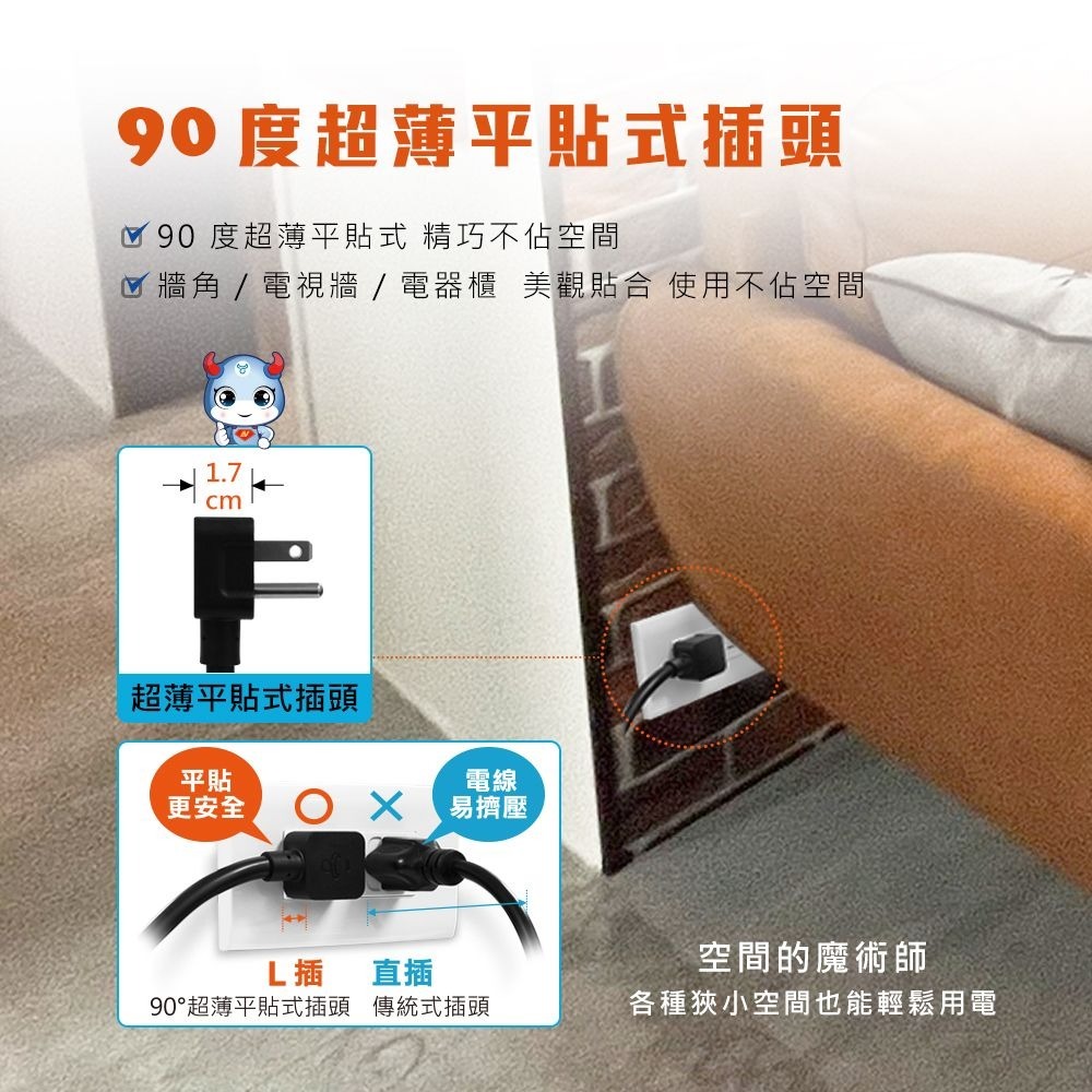 Loft工業風 新安規延長線 3芯按壓式 復古風 咖啡/黑 過載自動斷電 獨立開關 BSMI驗證【蘑菇生活家電】-細節圖6