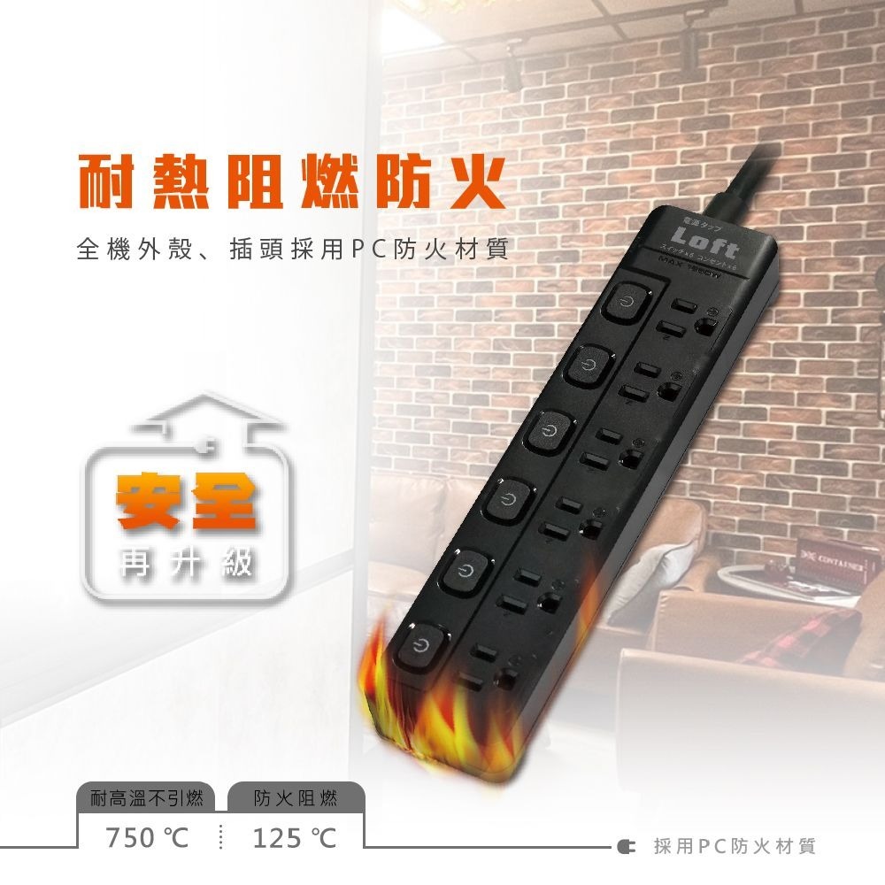 Loft工業風 新安規延長線 3芯按壓式 復古風 咖啡/黑 過載自動斷電 獨立開關 BSMI驗證【蘑菇生活家電】-細節圖7