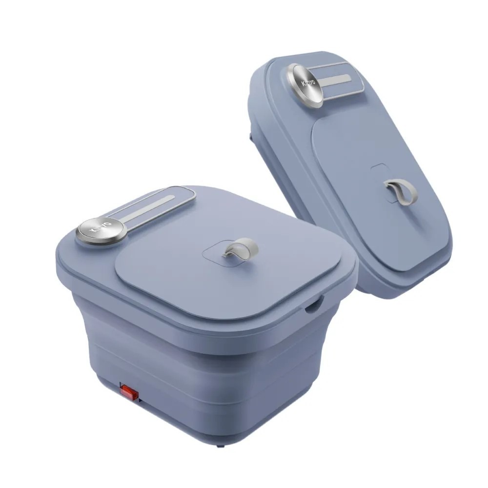 【KINYO】氣泡SPA 摺疊足浴機 IFM-7002 莫蘭迪藍 足浴按摩機 PTC加熱 藥草放置盒【蘑菇生活家電】-細節圖2