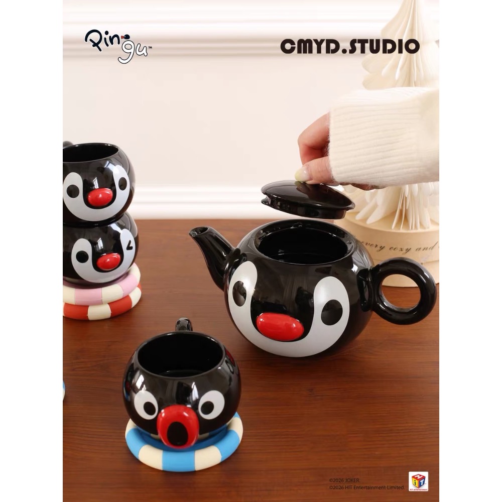【𝑩𝒐𝑩𝒐’𝒔 𝑪 🐱】CMYD·Pingu可愛茶壺茶杯 禮盒套裝 家用 下午 茶具 喬遷 新居 生日禮物-細節圖2