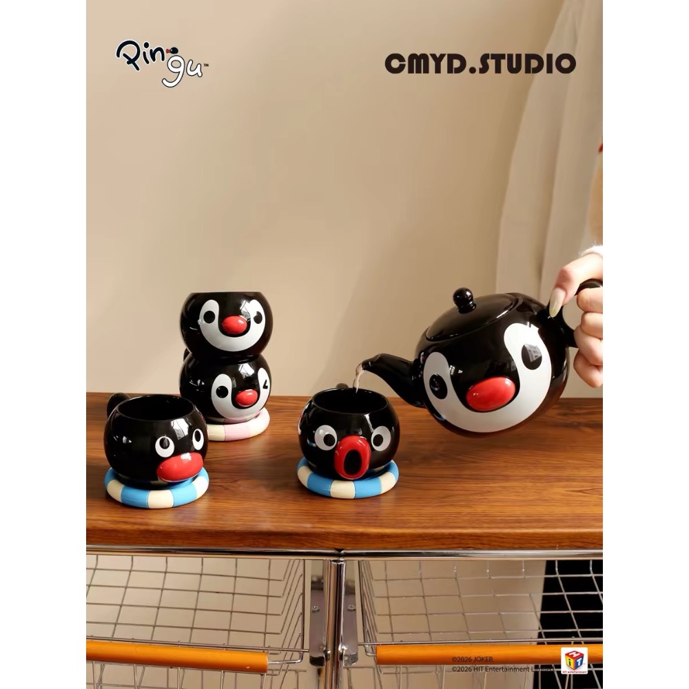 【𝑩𝒐𝑩𝒐’𝒔 𝑪 🐱】CMYD·Pingu可愛茶壺茶杯 禮盒套裝 家用 下午 茶具 喬遷 新居 生日禮物-細節圖5