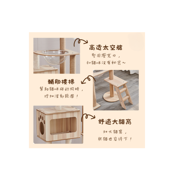 四季通用貓咪小天地木質貓跳台-B15-細節圖3