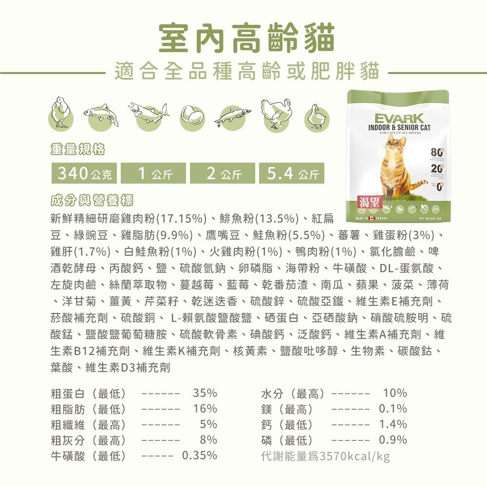 【擊掌寵物】EVARK渴望無穀貓飼料系列 1kg-5.4kg-規格圖8