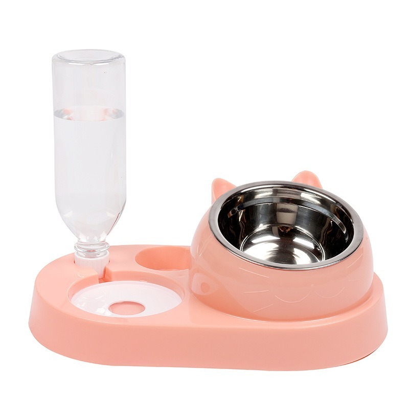 【擊掌寵物】自動續水雙碗餵食器 食盆 寵物餐碗 高架碗 飲水器 餵食器 寵物飲水器 寵物餵食器 寵物水壺 貓咪食盆-規格圖1